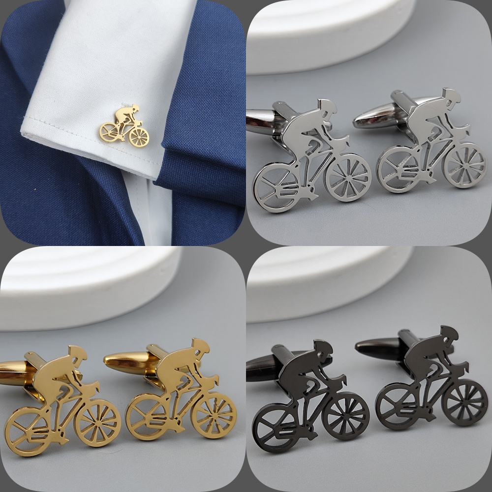 Men Formal Wear With Tie - Gemelos chapados en oro para bicicleta