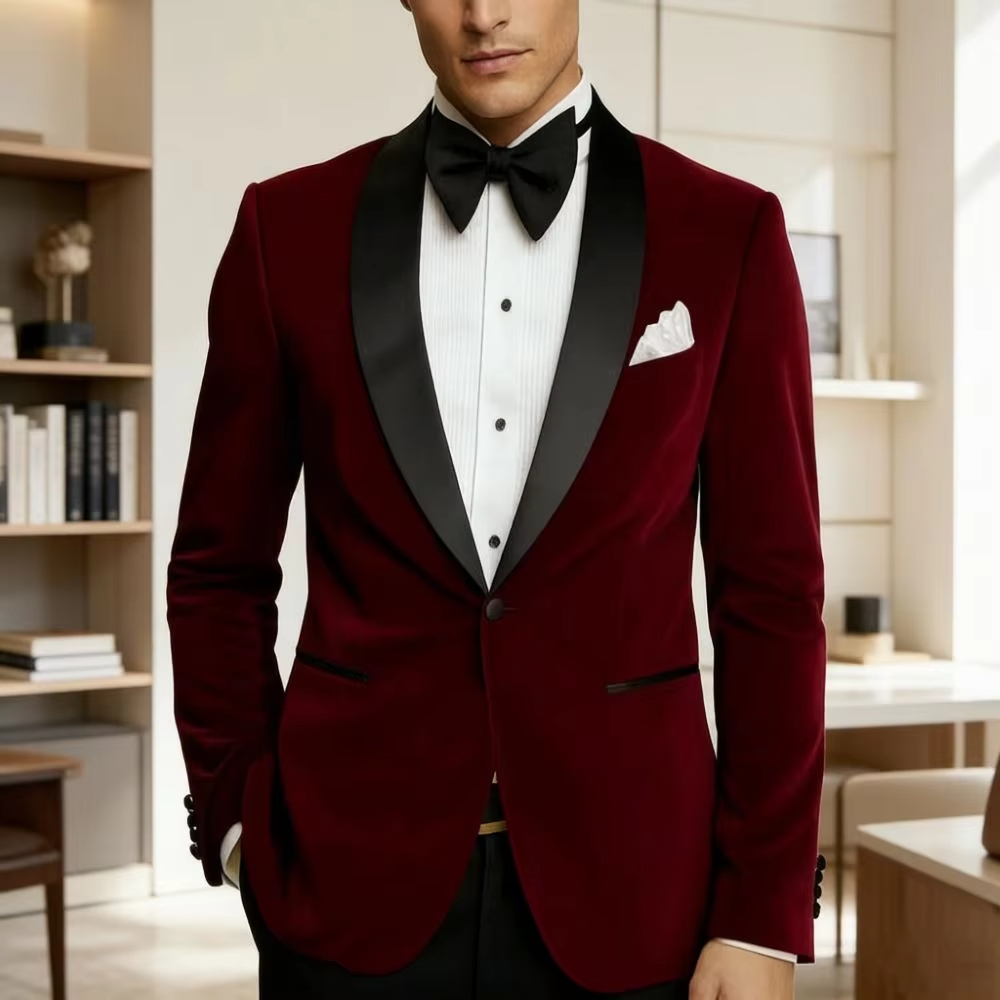 Formal Wear For Men Black Suit - Traje de terciopelo ajustado para hombre,