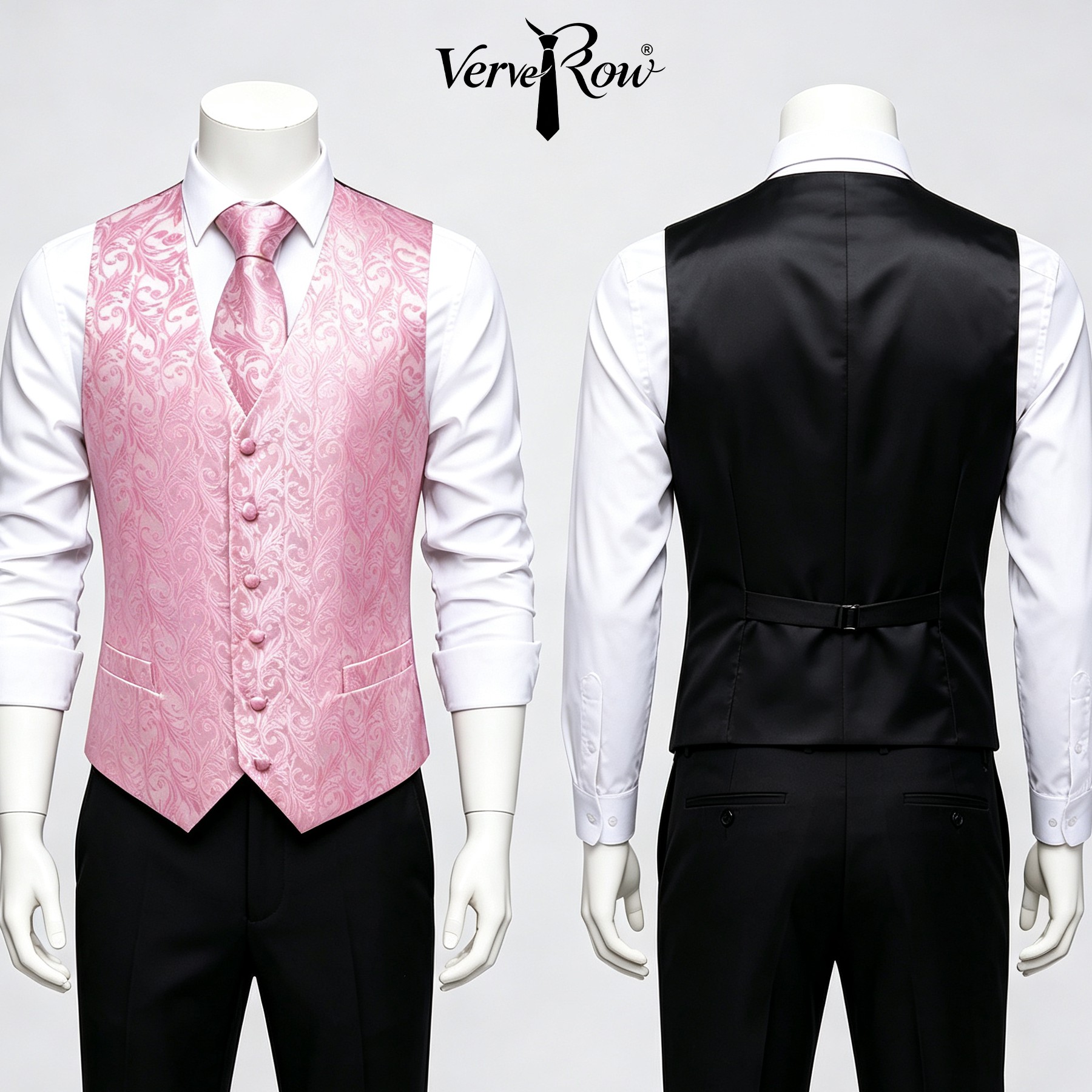 Men Formal Wear With Tie - Corbata rosa para hombre, pañuelo de