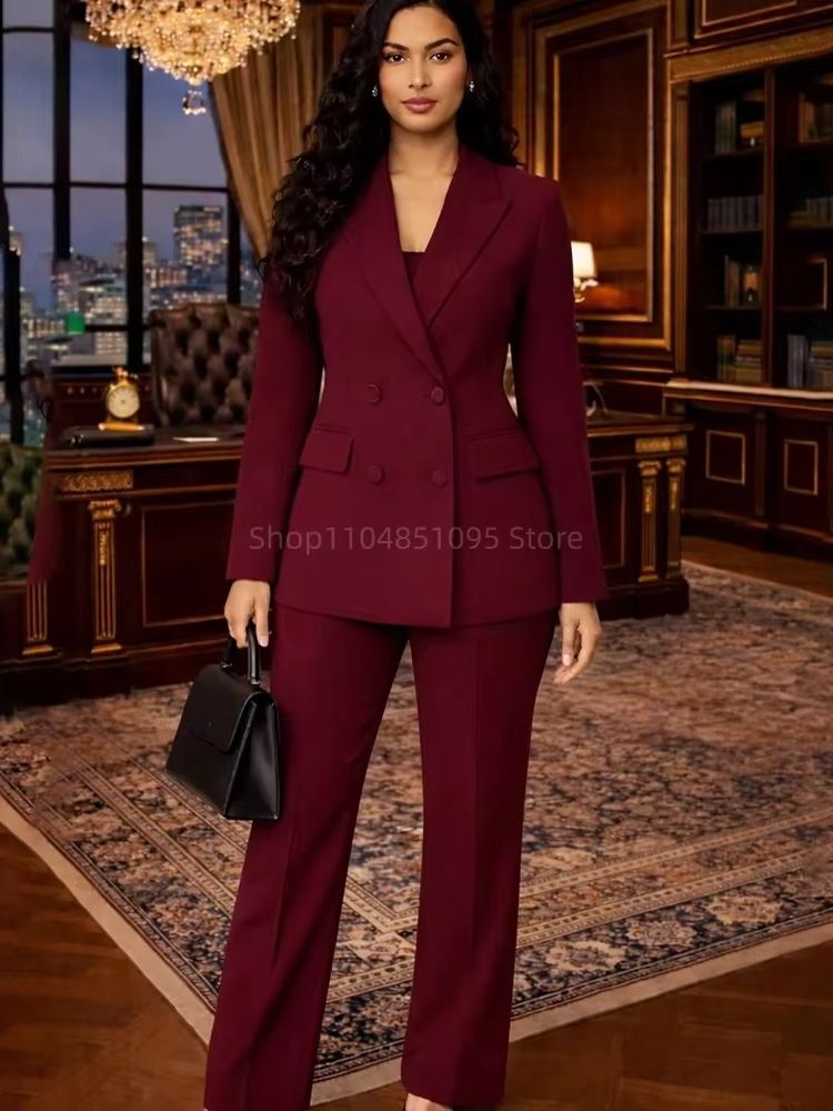 Trajes Borgoña Elegantes para  - Wool Suit Jacket reseña y precio