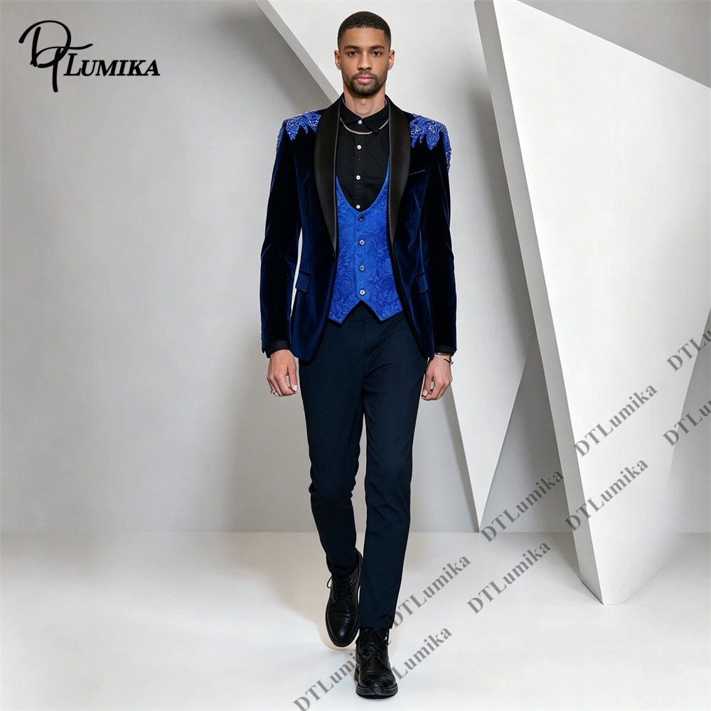 Traje de Terciopelo de 3 Pieza - Formal Wear For Men Black Suit reseña y precio